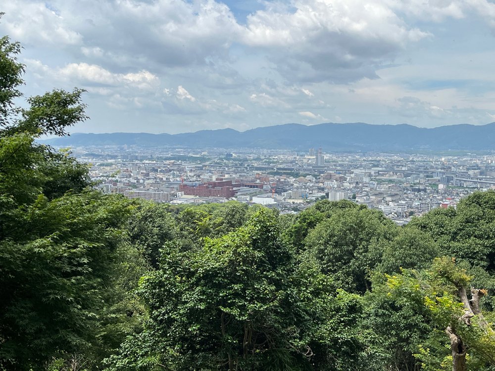 Scenic view of Kyoto from the lookout up high on Mount Inari.