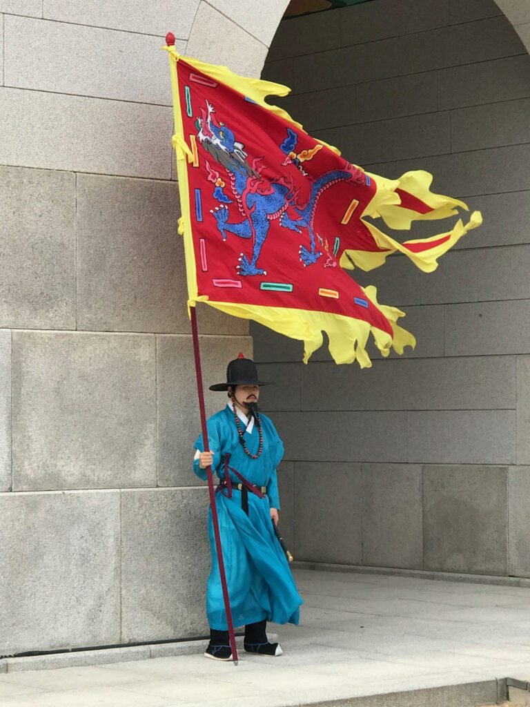 The changing of the guard at Gyeongbokgung Palace in Seoul is colourful and loud — an impressive display of Korean culture.