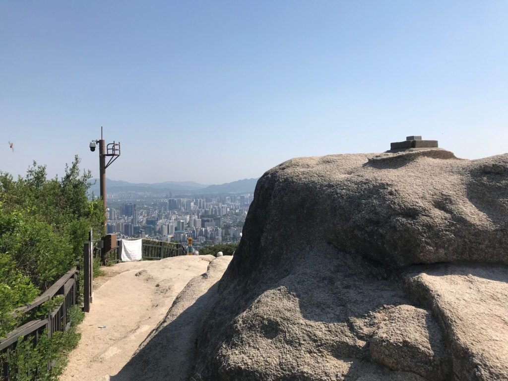 The view from the top of Ingwansan, looking down over Seoul.