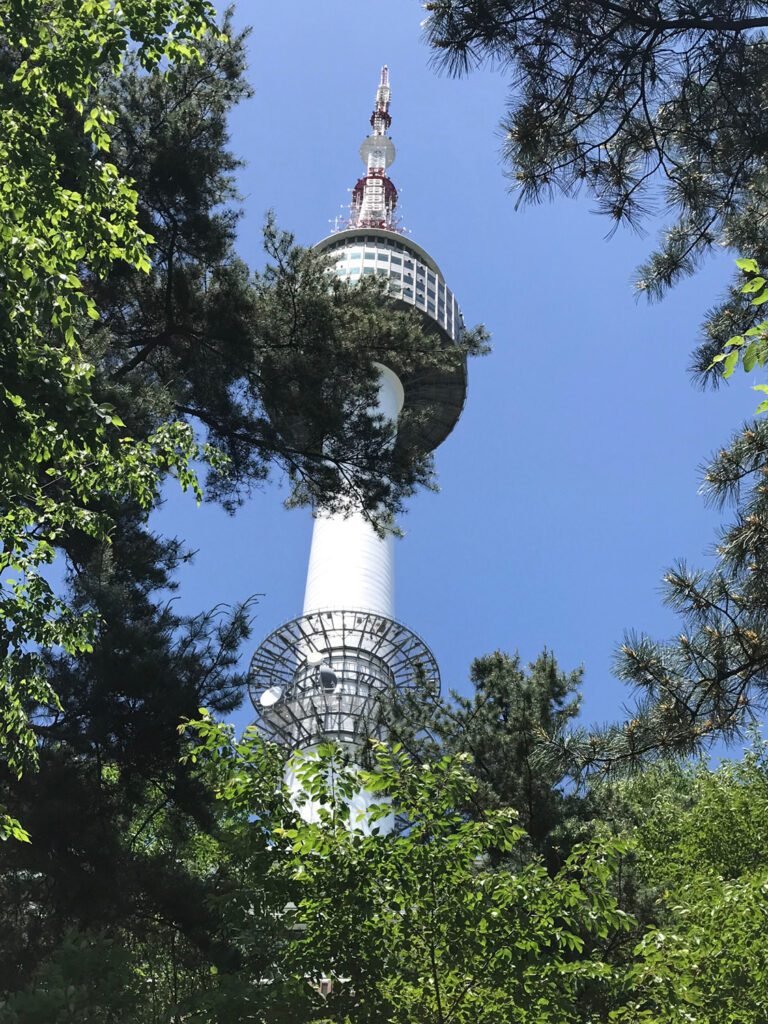 The impressive N Seoul Tower at the top of Mount Namsan.