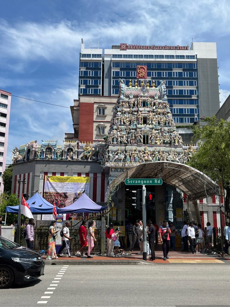 The Sri Veeramakaliamman Hindu Temple, with our hotel in the background...just across the street.