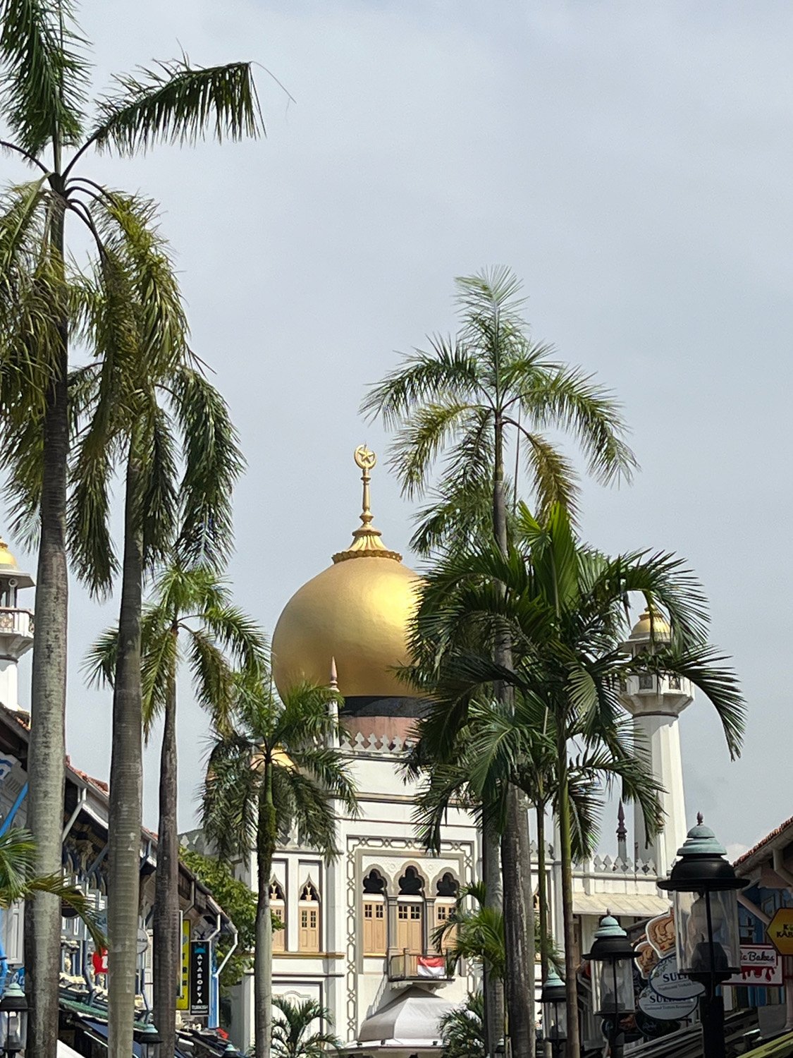 The Sultan Mosque in Kampong Glam is an impressive site, especially on a gloriously sunny day, lighting up the golden dome.