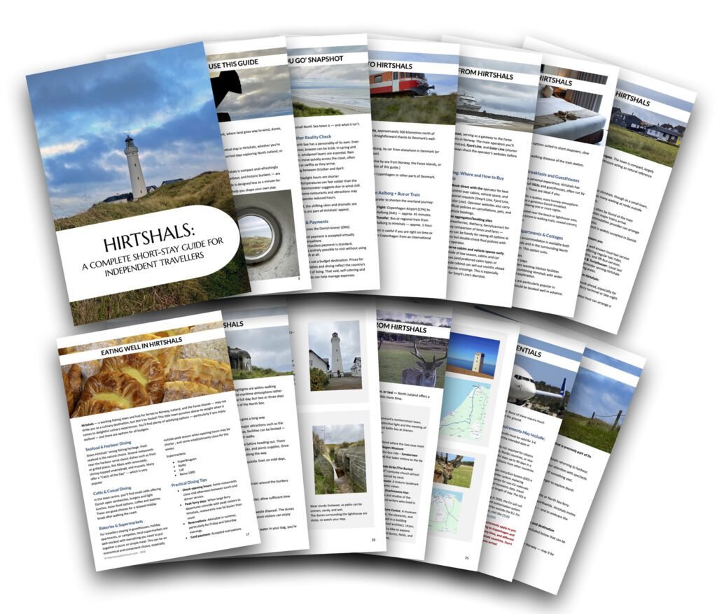 Hirtshals travel guide. A free 31-page planning guide to Hirtshals, Denmark — covering transport, ferry connections, accommodation, and things to do on the North Sea coast.