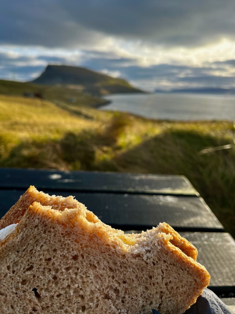 I will often make a sandwich during breakfast in the hotel — with a piece of fruit, it's an inexpensive lunch that's easy to carry Camembert cheese made for quite an extravagant sandwich! Budget travel in retirement for women over 60.